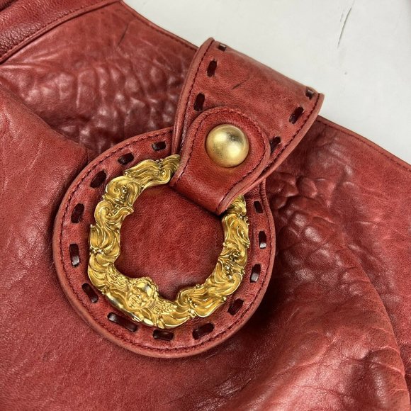 PAOLO MASI Italian Handbag Shoulder Bag Tote 100% Genuine Red Leather - Picture 2 of 12